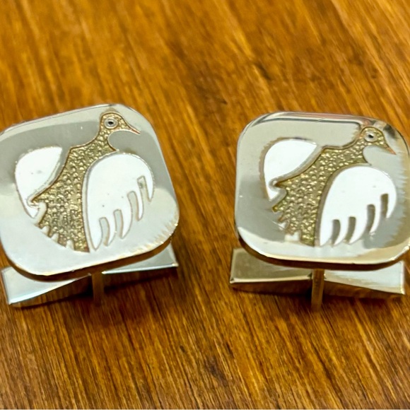 de Passillé/Sylvestre Silver Tone Duck Cufflinks - Picture 4 of 11